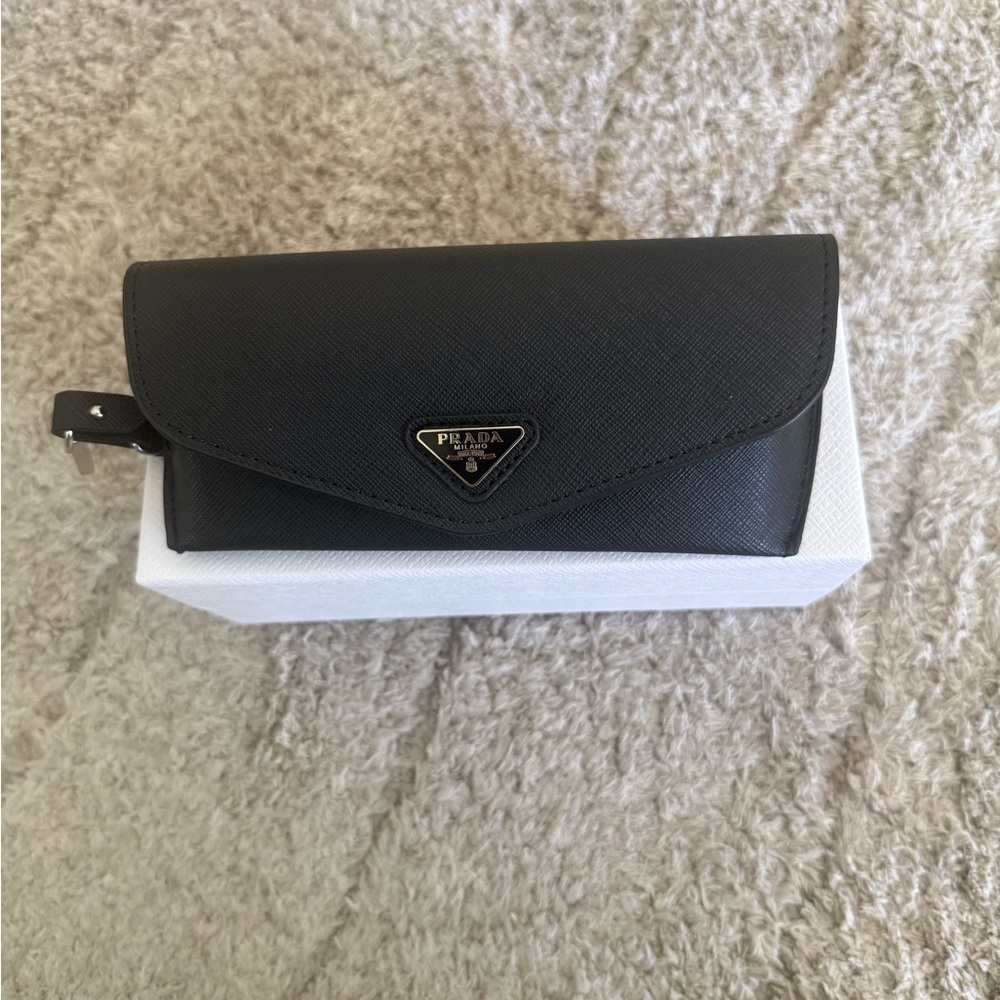 Prada Black Women's Cat-Eye Sunglasses with Silver Logo Accent - Picture 7 of 9